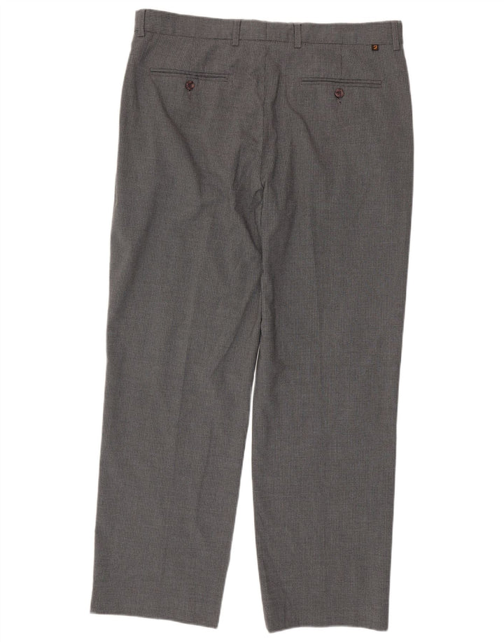 FARAH Mens Straight Suit Trousers W38 L31 Grey Check Polyester