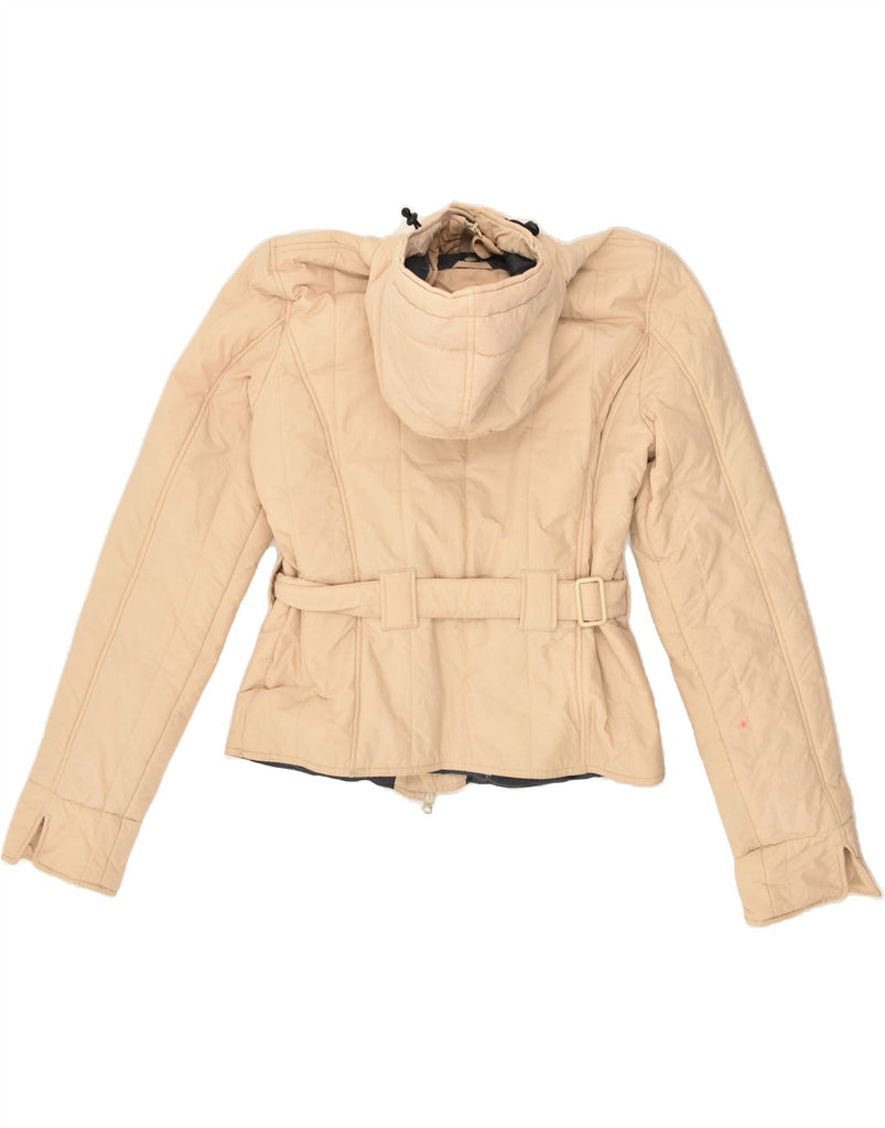 SCHOTT Womens Hooded Padded Jacket UK 16 Large Beige Polyester | Vintage Schott | Thrift | Second-Hand Schott | Used Clothing | Messina Hembry 