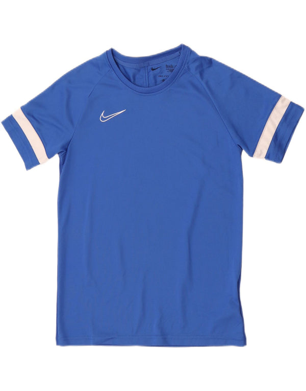 Nike Boys T-Shirt Top 13-14 Years XL Blue Striped Polyester Sports
