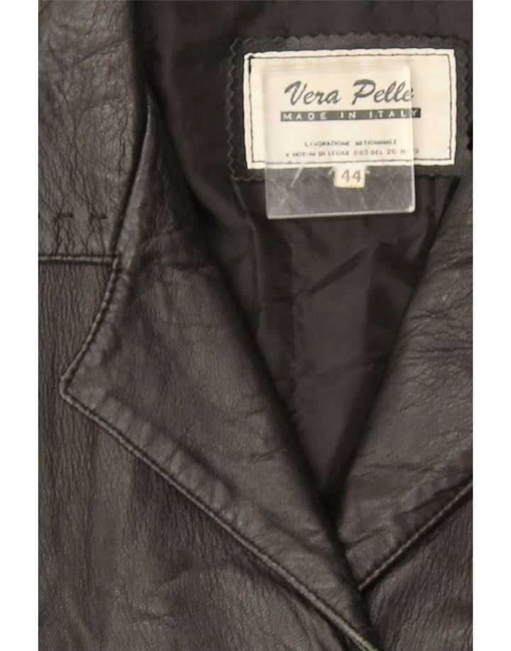 Vintage Womens Leather Jacket IT 44 Medium Black Leather