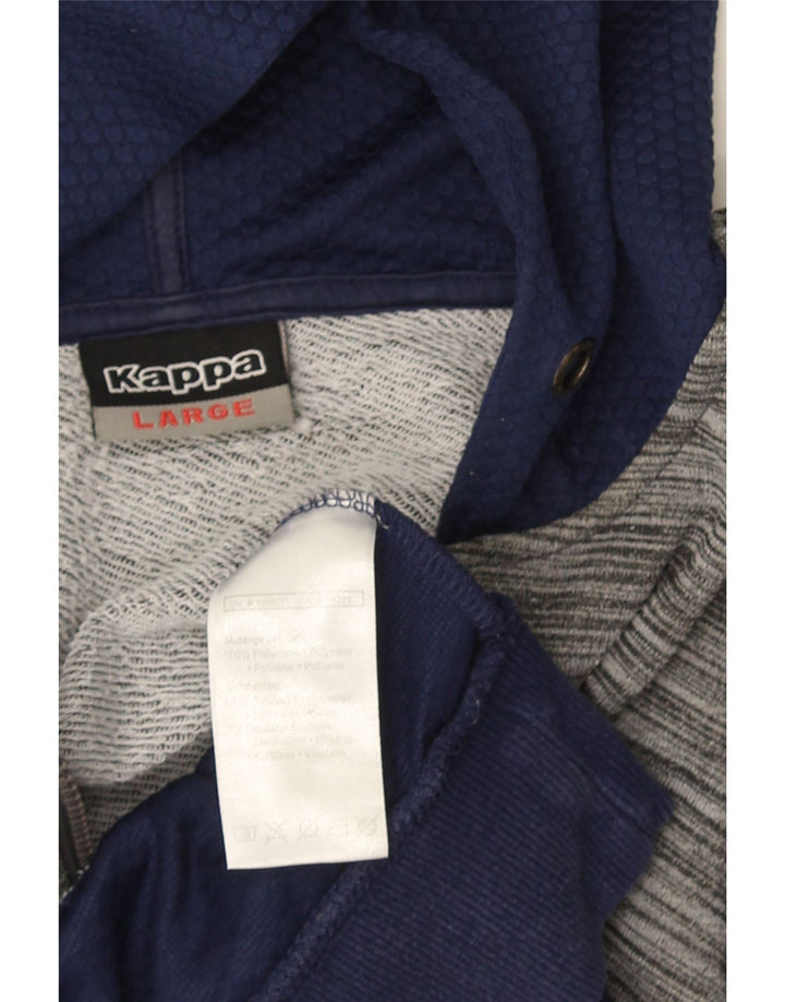 Kappa Mens Zip Hoodie Sweater Large Navy Blue Colourblock Polyester