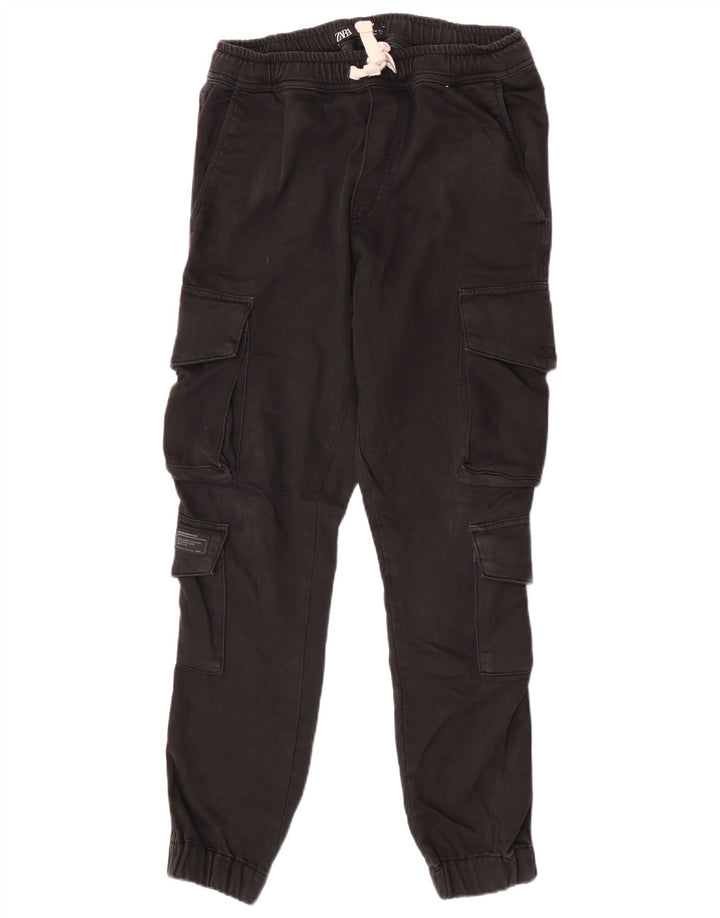 Zara Mens Joggers Cargo Trousers Medium W31 L28 Black
