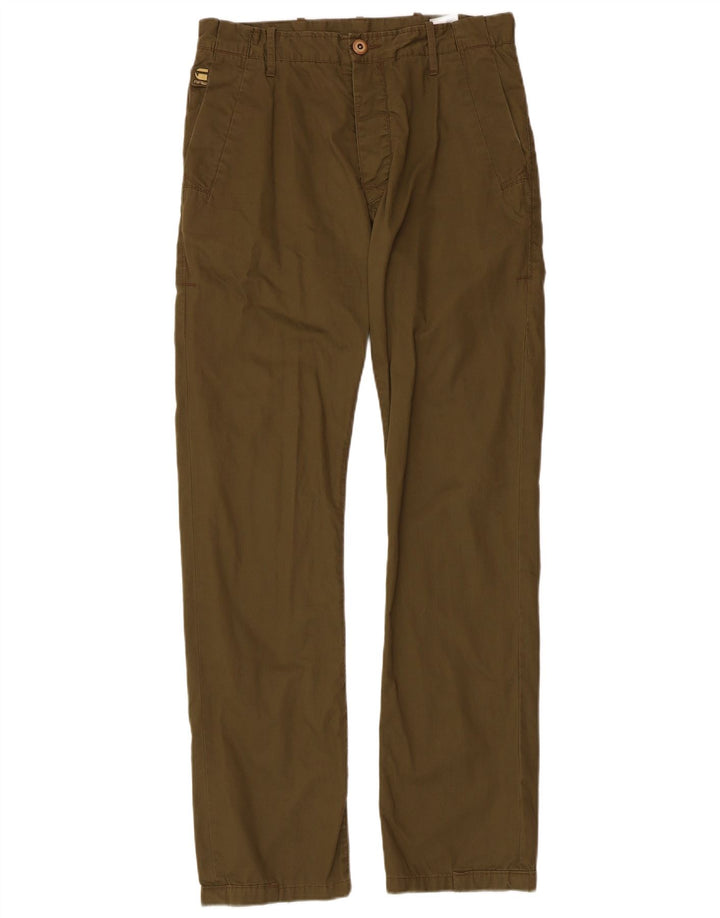 G-Star Mens Straight Chino Trousers W30 L32 Khaki Cotton