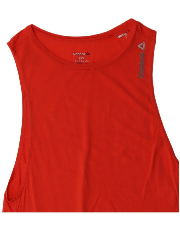 REEBOK Womens Graphic Vest Top UK 0/2 2XS Orange