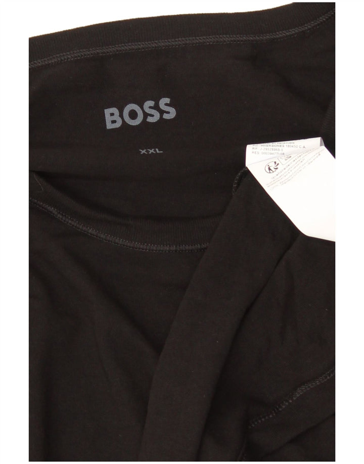 HUGO BOSS Mens Top Long Sleeve 2XL Black Cotton