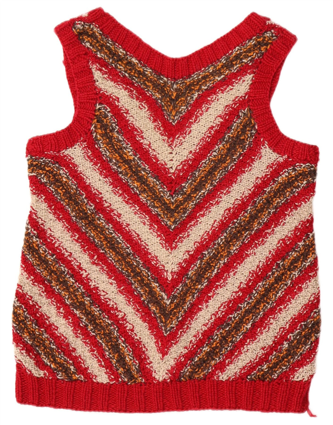 VINTAGE Womens Vest Tank Top UK 14 Medium Red Chevron