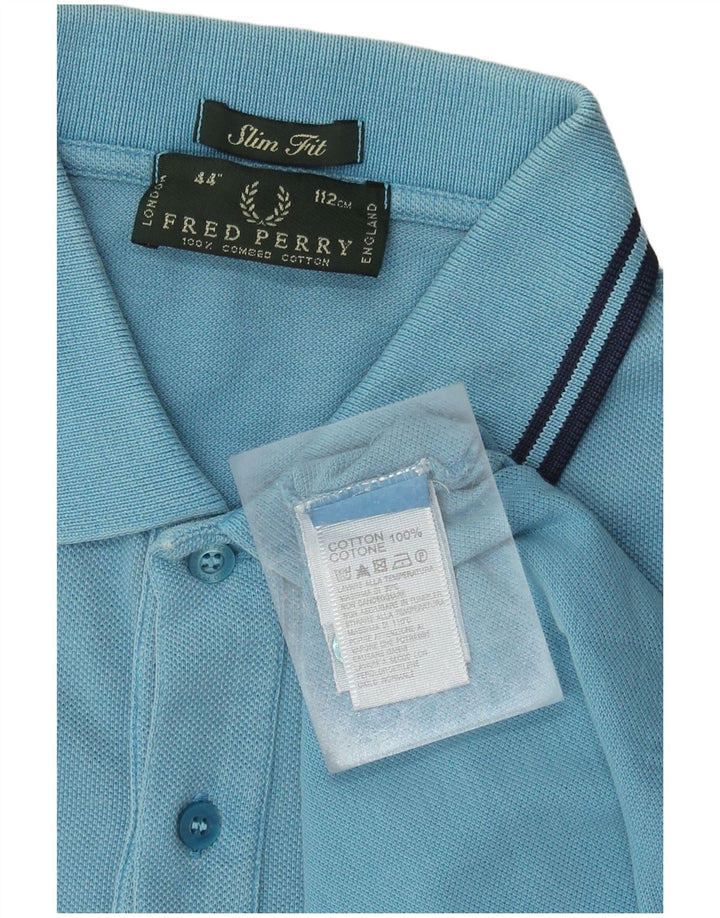 Fred Perry Mens Slim Fit Polo Shirt Medium Blue Cotton