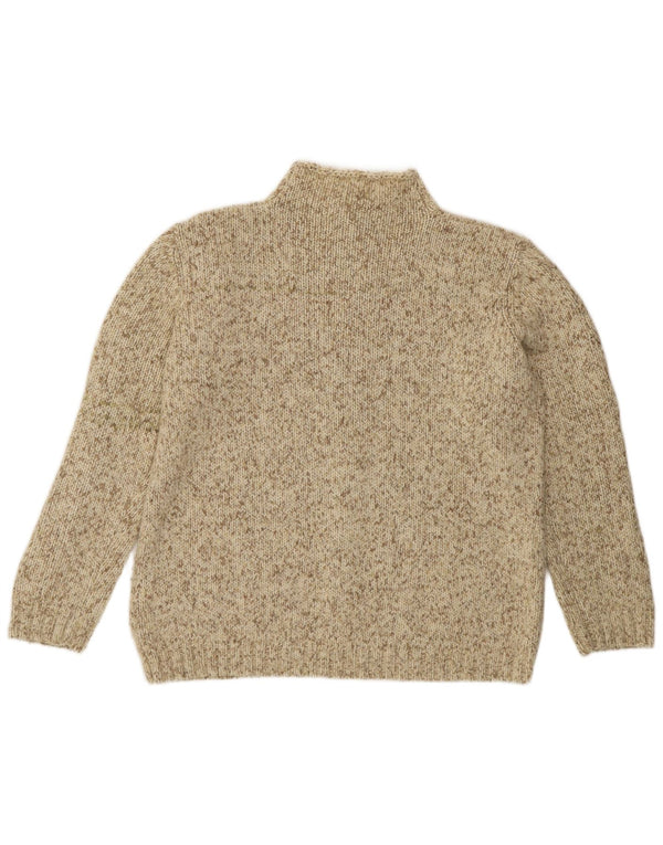 VINTAGE Womens Turtle Neck Jumper Sweater IT 48 XL Beige Flecked Wool