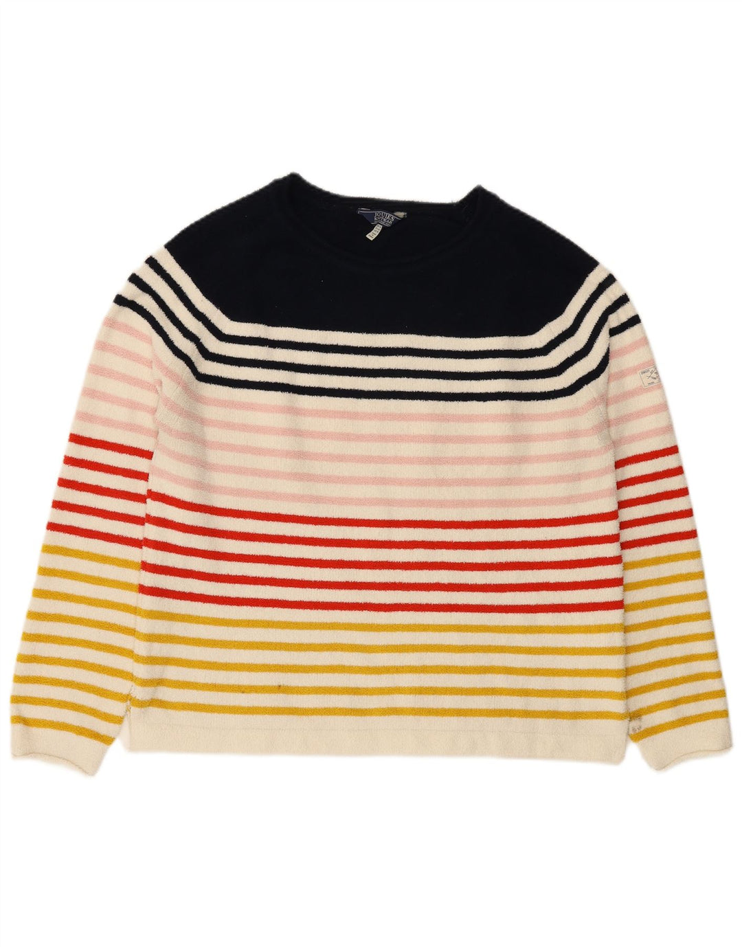 JOULES Womens Fleece Jumper UK 14 Large Multicoloured Striped Polyester