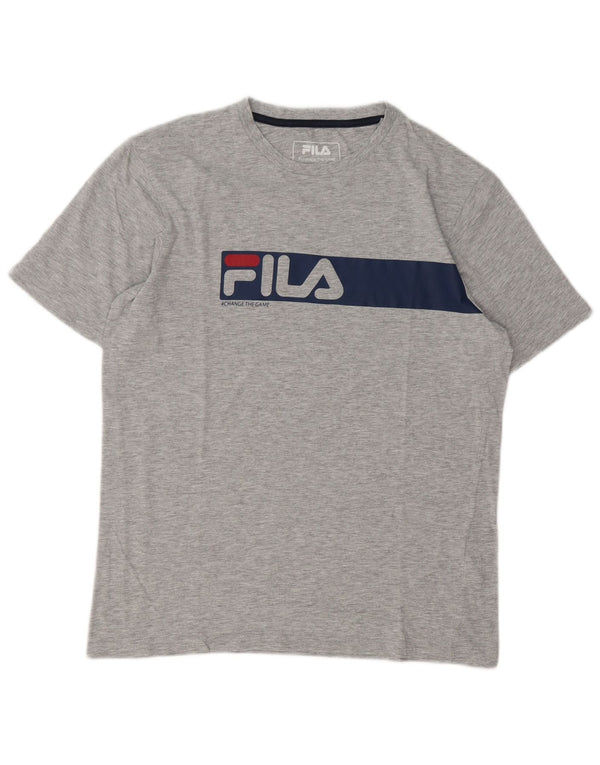 Fila Mens Graphic T-Shirt Top Medium Grey Flecked Cotton