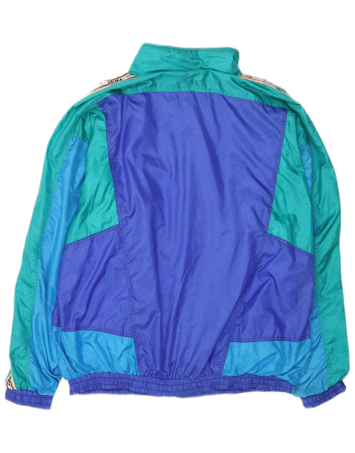 Vintage Mens Graphic Full Tracksuit Large  Blue Colourblock Polyamide