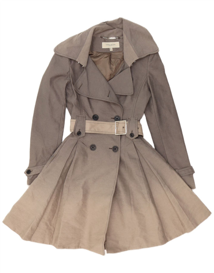 KAREN MILLEN Womens Trench Coat UK 6 XS Grey Cotton