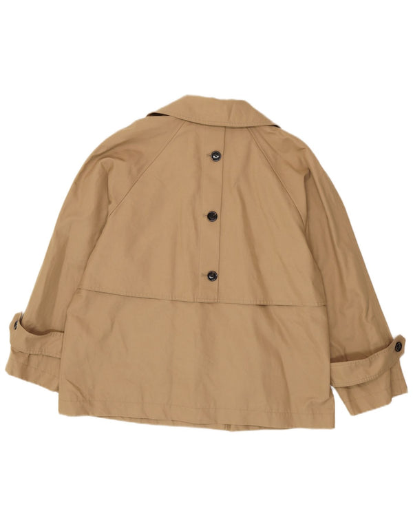 Massimo Dutti Womens Short Oversized Trench Coat UK 14 Medium Beige Cotton