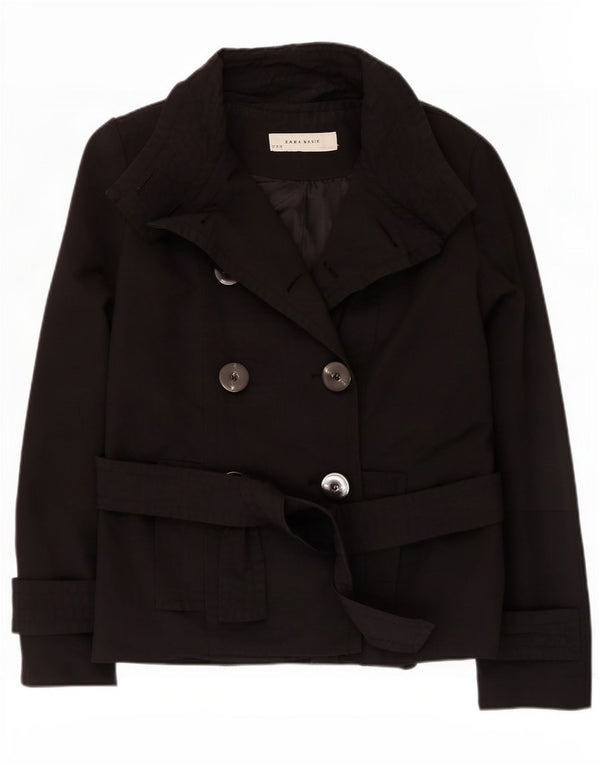 Zara Womens Pea Coat UK 12 Medium Black Cotton