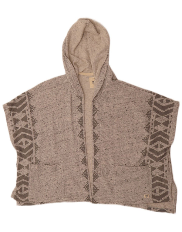 Billabong Womens Hooded Cardigan Sweater UK 14 Medium Grey Geometric