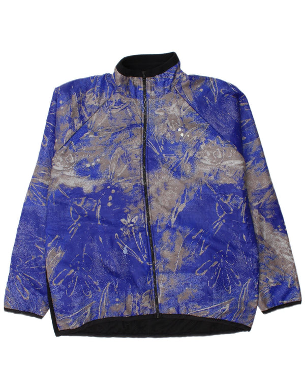 Vintage Mens Tracksuit Top Jacket XL Blue Floral Polyester