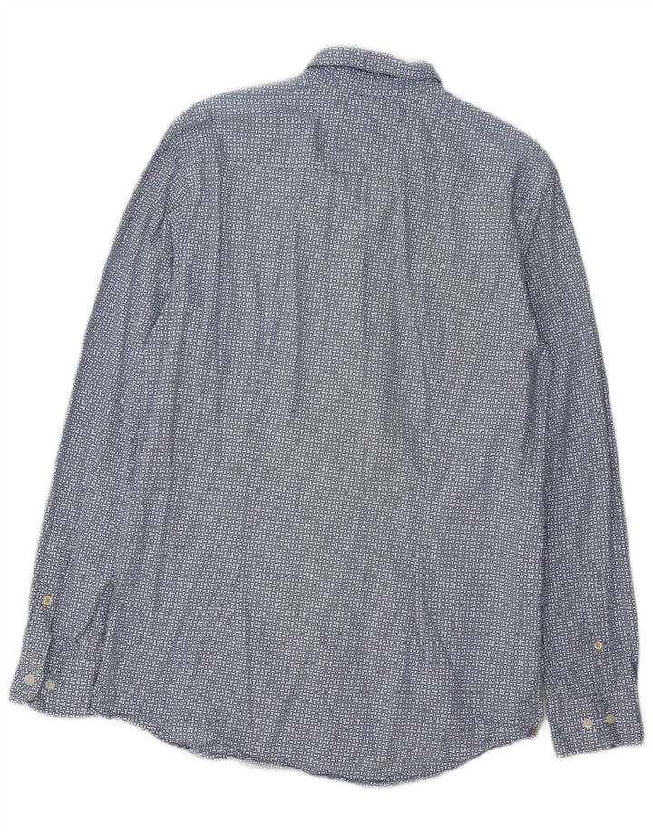 TOMMY HILFIGER Mens Slim Fit Shirt Large Blue Geometric Cotton