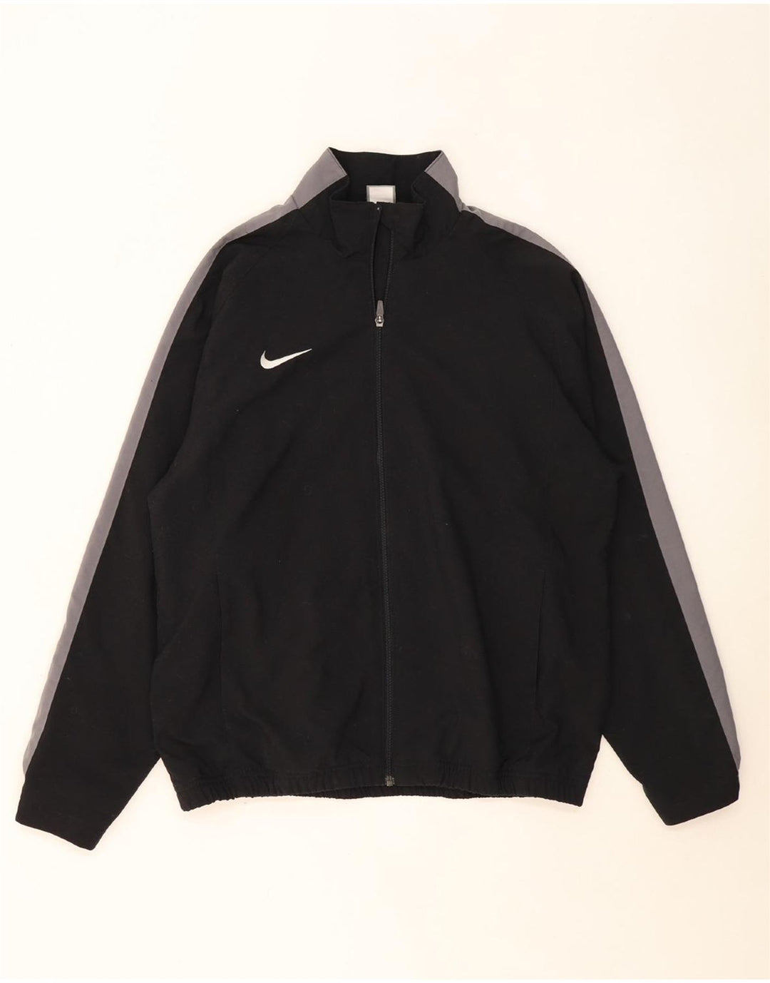 NIKE Mens Tracksuit Top Jacket UK 38/40 Medium Black Colourblock Polyester