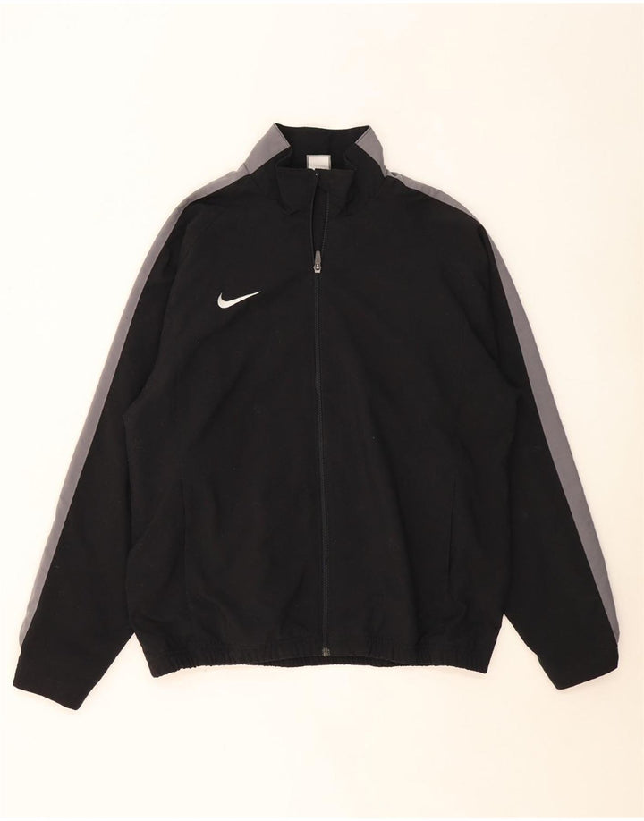 NIKE Mens Tracksuit Top Jacket UK 38/40 Medium Black Colourblock Polyester