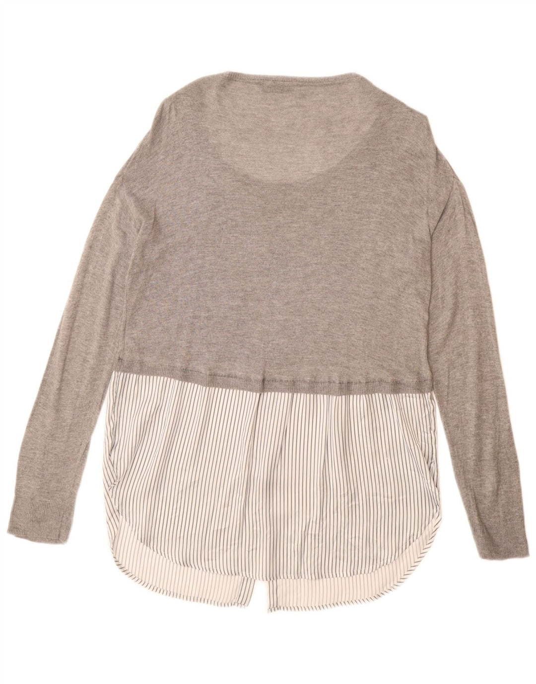 ZARA Womens Longline Boat Neck Jumper Sweater UK 14 Medium Grey Viscose