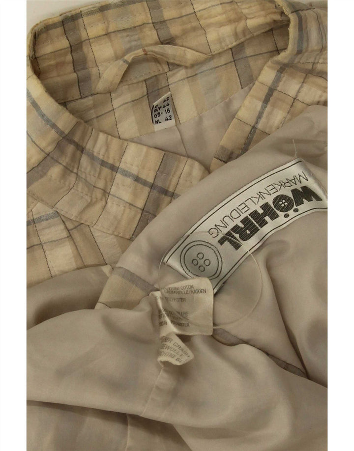 Wohrl Womens Bomber Jacket UK 16 Large Beige Check Cotton