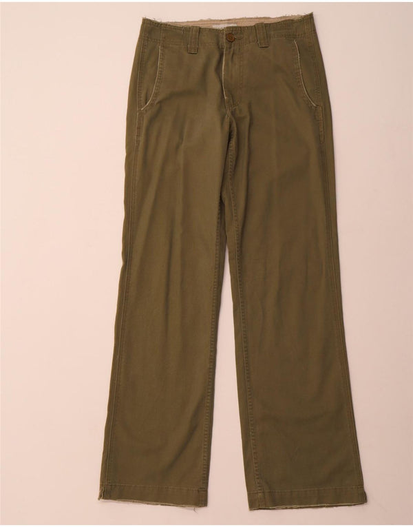 GUESS Womens Distressed Bootcut Chino Trousers W29 L33 Green Cotton
