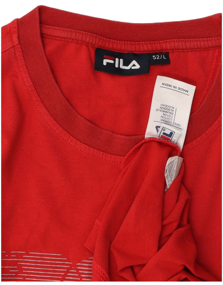 FILA Mens Graphic T-Shirt Top IT 52 Large Red Cotton