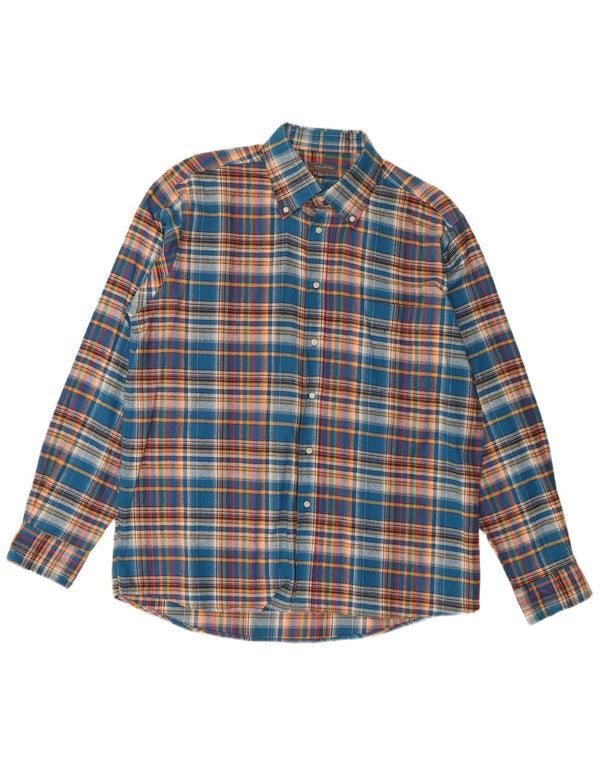 Evolution Mens Flannel Shirt 2XL Blue Plaid Cotton