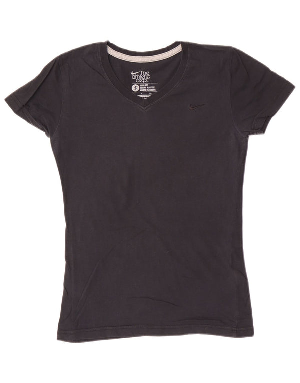 Nike Womens Slim Fit T-Shirt Top UK 10 Small Black Cotton