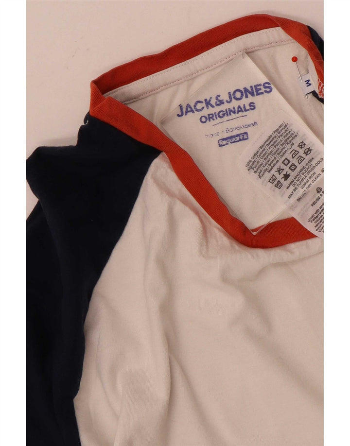 Jack & Jones Mens Regular Fit Top Long Sleeve Medium White Colourblock