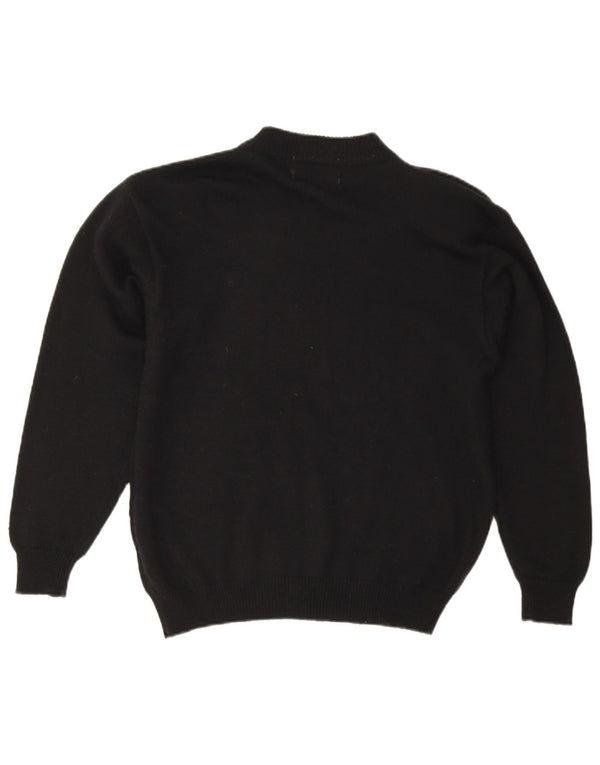 Vintage Womens Graphic Turtle Neck Jumper Sweater EU 44 XL Black Acrylic