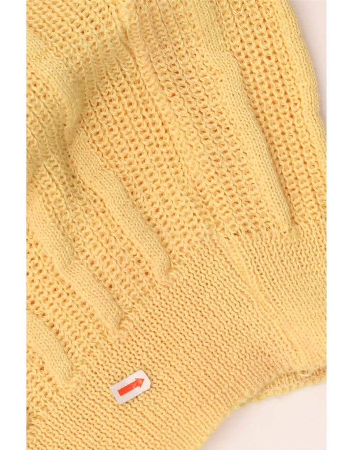 VINTAGE Womens Boat Neck Jumper Sweater UK 12 Medium Yellow Acrylic