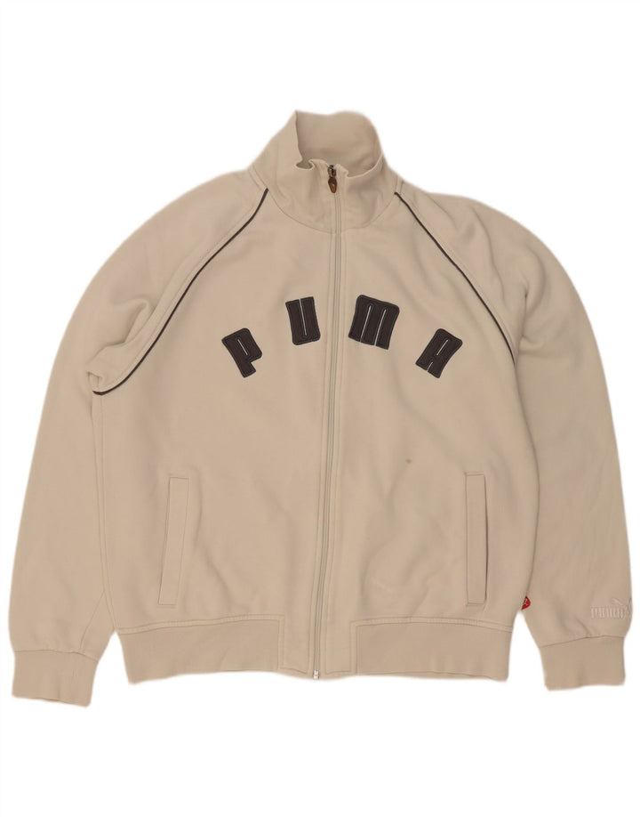 Puma Mens Graphic Tracksuit Top Jacket Large Off White