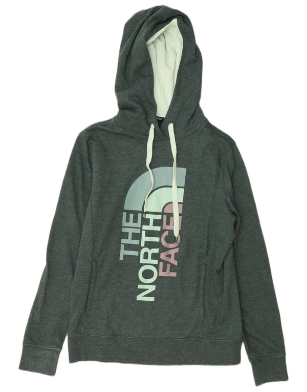 The North Face Womens Graphic Hoodie Jumper UK 14 Medium Green Cotton