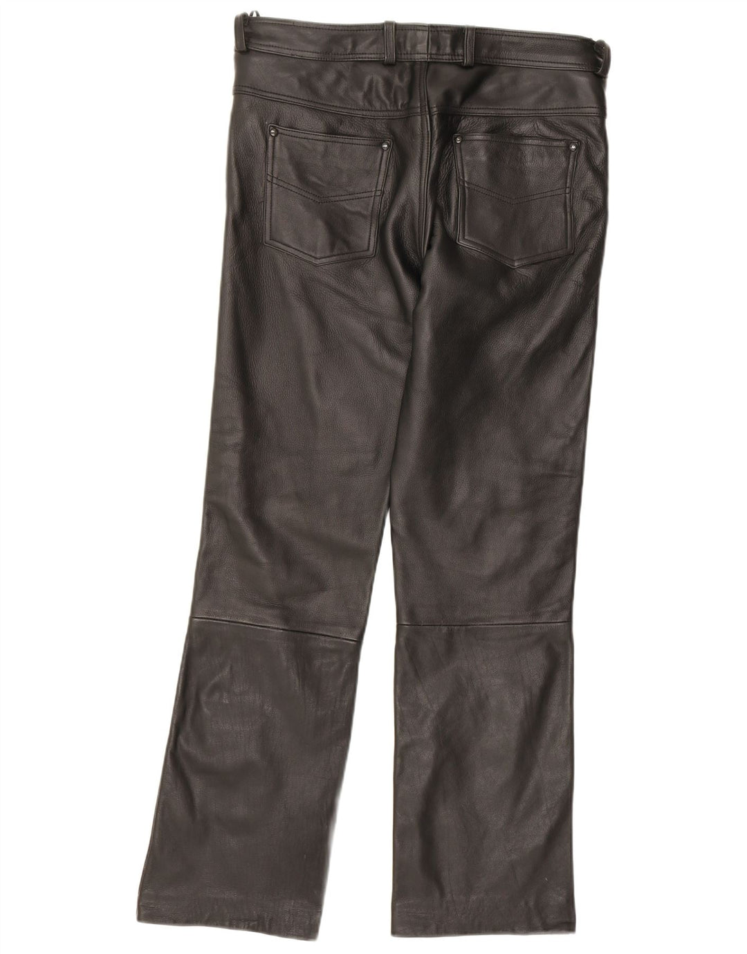Vanucci Mens Straight Casual Trousers IT 50 Large W34 L31 Black Leather