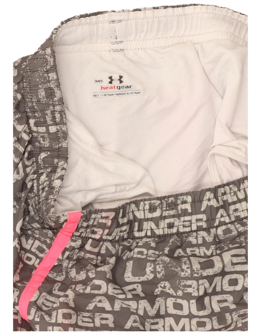 UNDER ARMOUR Womens Heat Gear Graphic Sport Shorts UK 14 Medium  Grey