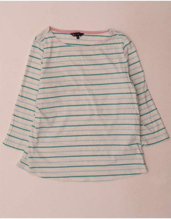 Crew Clothing Womens Top 3/4 Sleeve UK 16 Large White Striped Cotton