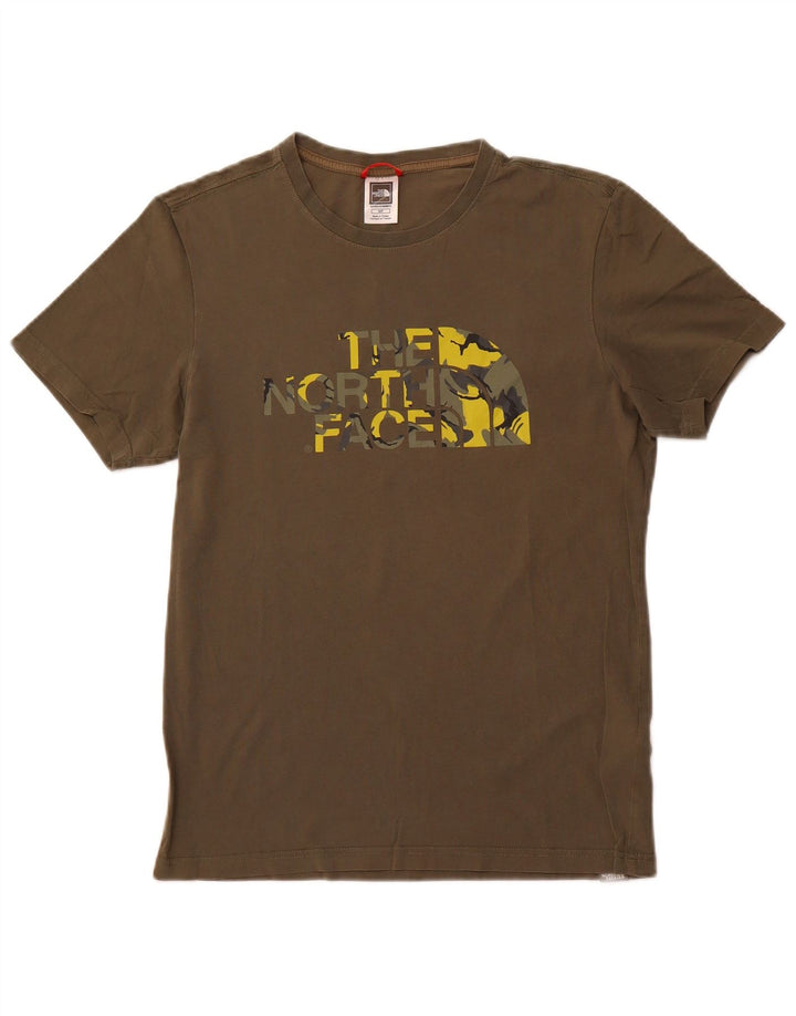 THE NORTH FACE Mens Graphic T-Shirt Top Small Khaki Cotton