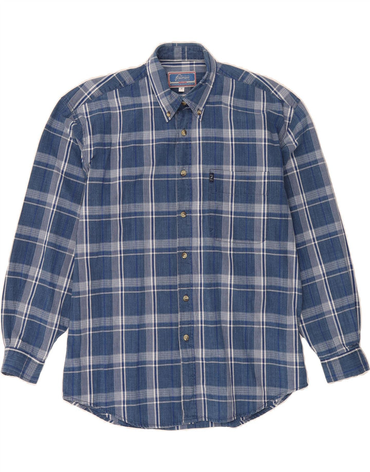 FALMER Mens Flannel Shirt Small Blue Check Cotton Vintage Falmer and Second-Hand Falmer from Messina Hembry 