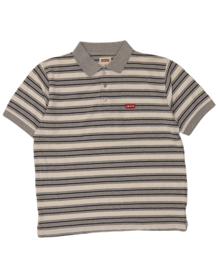 Levi's Mens Polo Shirt 2XL Grey Striped Cotton