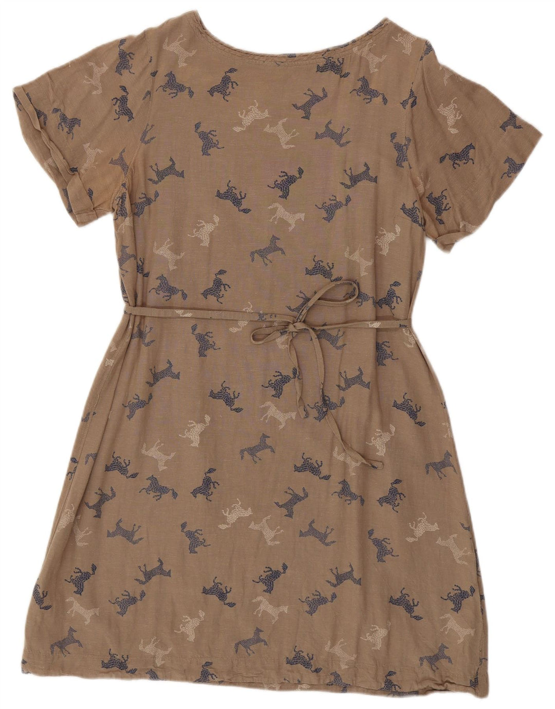 WHITE STUFF Womens Graphic A-Line Dress UK 16 Large  Beige Animal Print