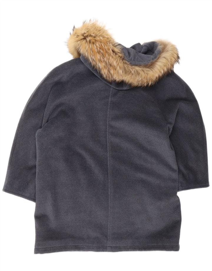 Max Mara Womens Hooded Oversized Parka Jacket UK 12 Medium Grey Virgin Wool