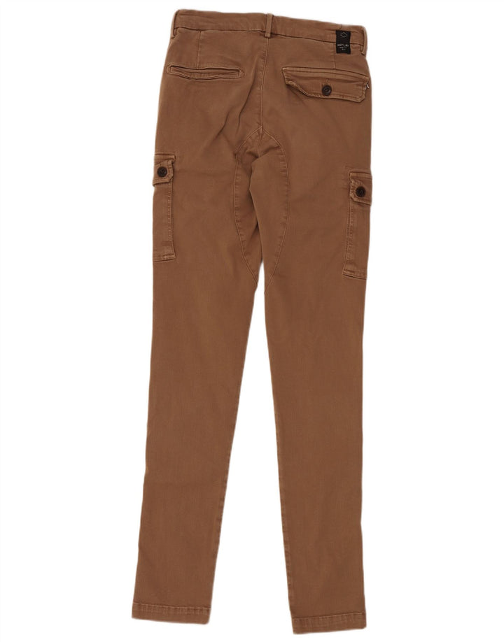 REPLAY Womens Jaan Skinny Cargo Trousers W29 L34 Brown Cotton