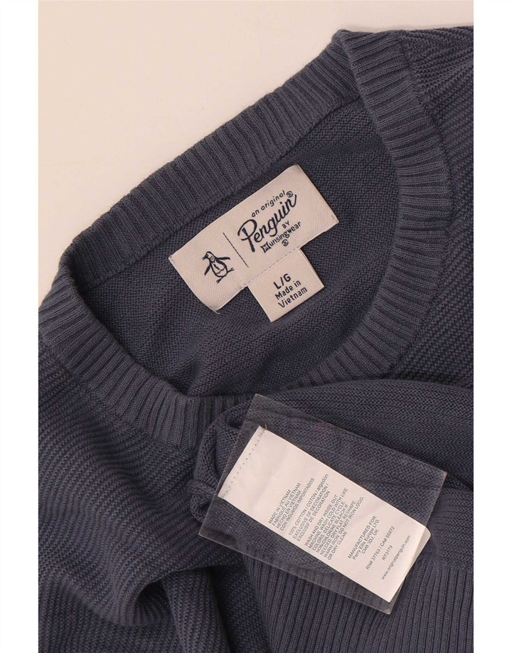 Penguin Mens Crew Neck Jumper Sweater Large Blue Cotton