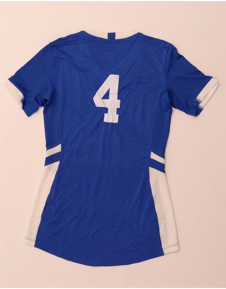 NIKE Womens Graphic T-Shirt Top UK 10 Small Blue Colourblock Polyester