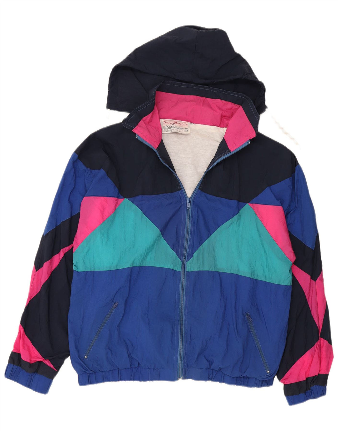 Vintage Mens Hooded Tracksuit Top Jacket XL Multicoloured Colourblock