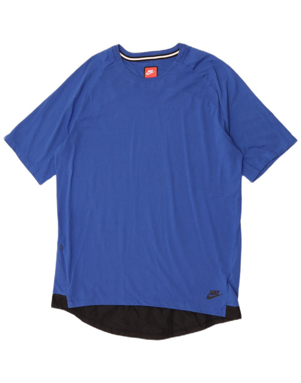 Nike Mens T-Shirt Top Large Blue Colourblock Polyester