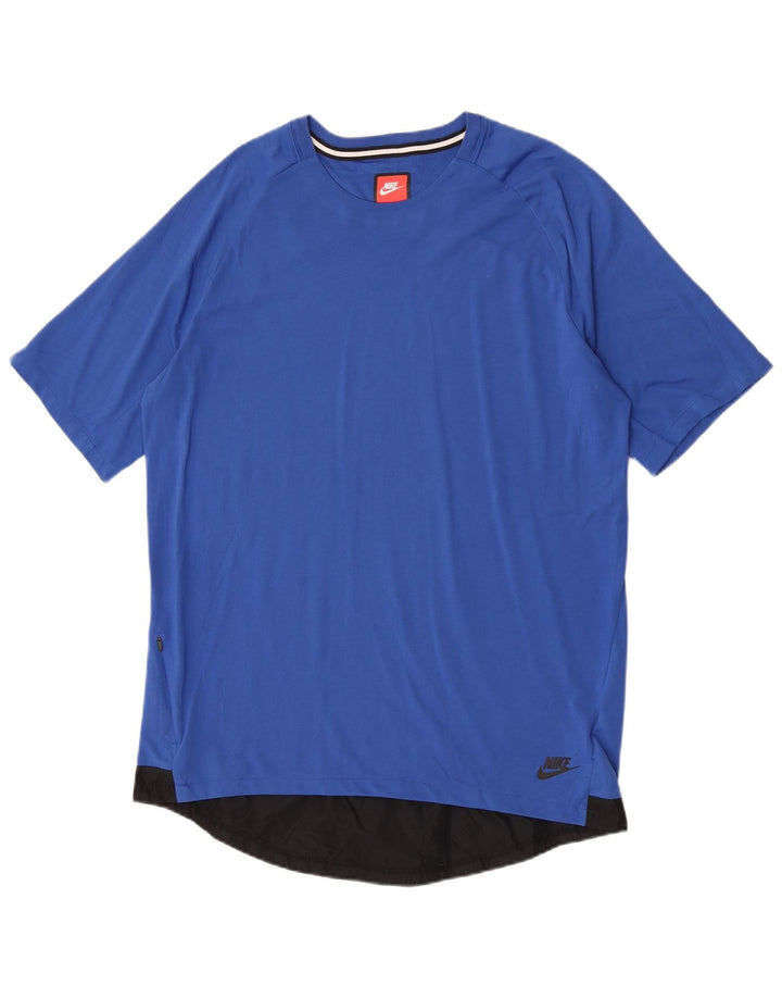 Nike Mens T-Shirt Top Large Blue Colourblock Polyester