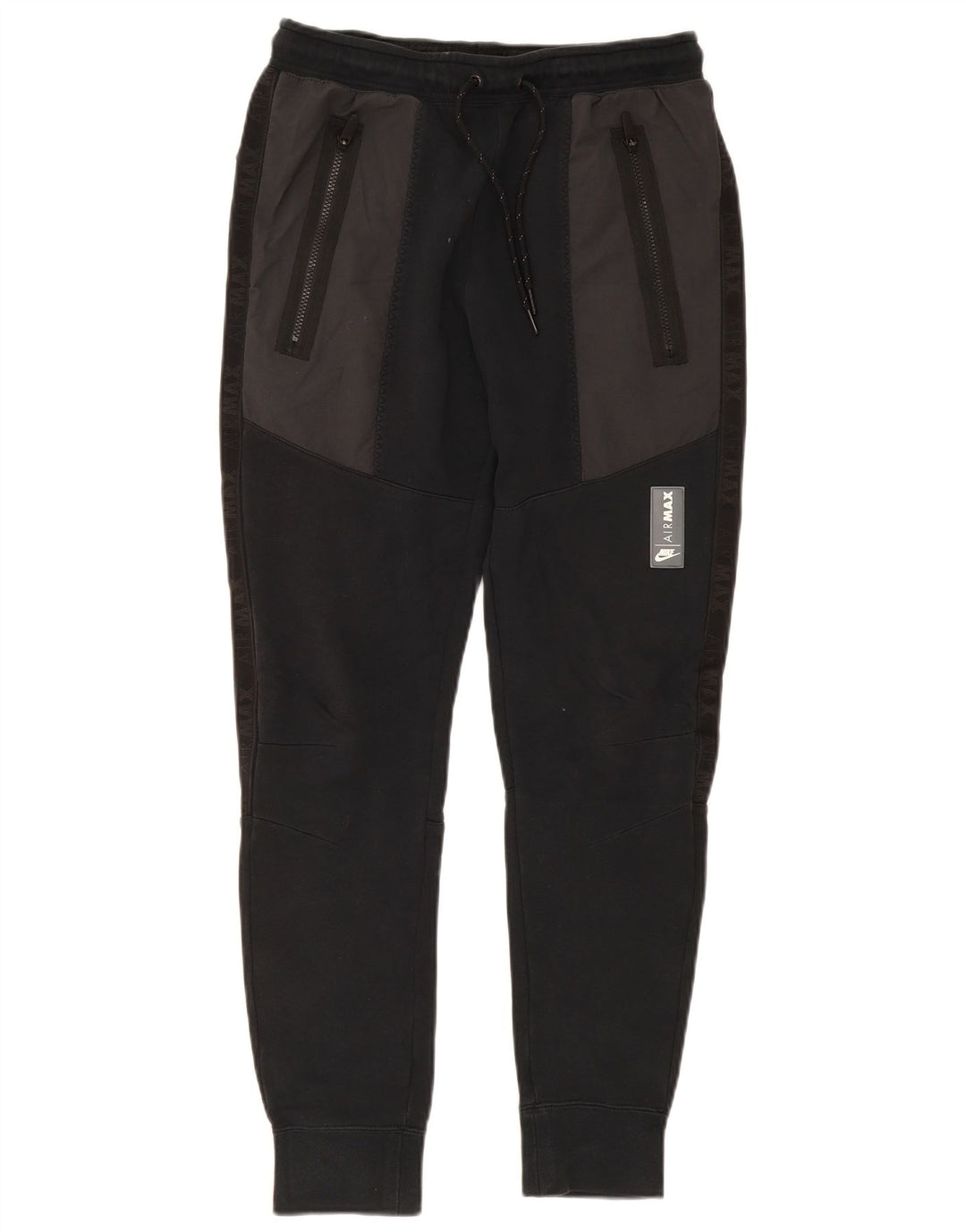 NIKE Mens Tracksuit Trousers Joggers Small  Black Colourblock Cotton