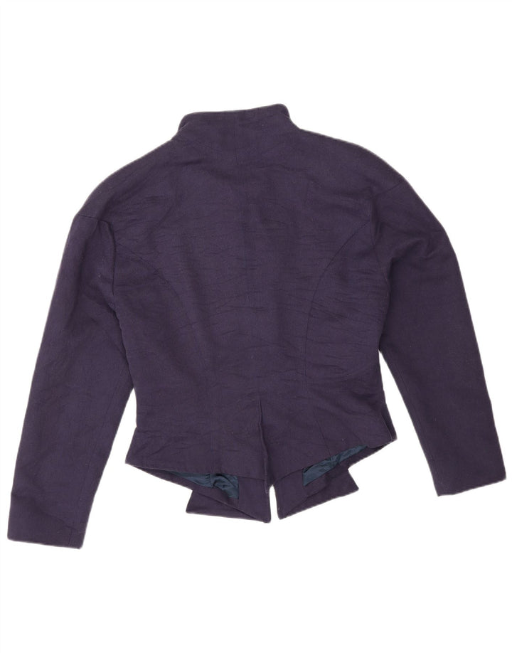 VINTAGE Womens Bomber Jacket IT 44 Medium Navy Blue Acetate